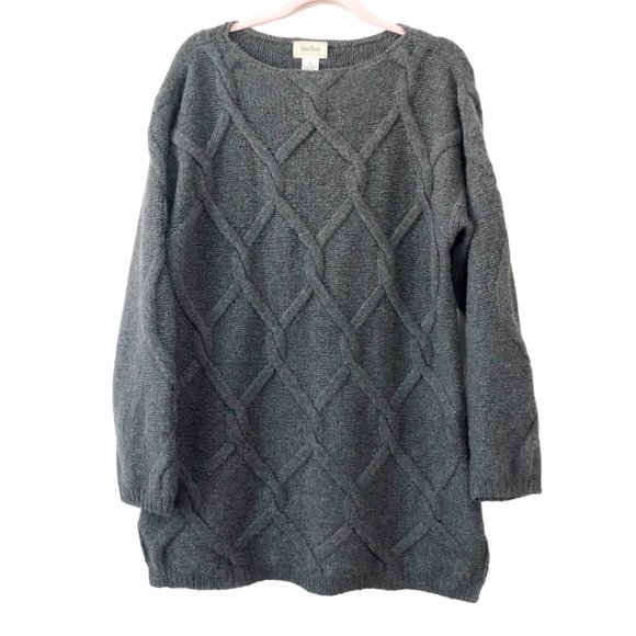 Neiman Marcus Sweaters - Neiman Marcus Exclusive Womens Cashmere Tunic Sweater Large Gray Cable Knit